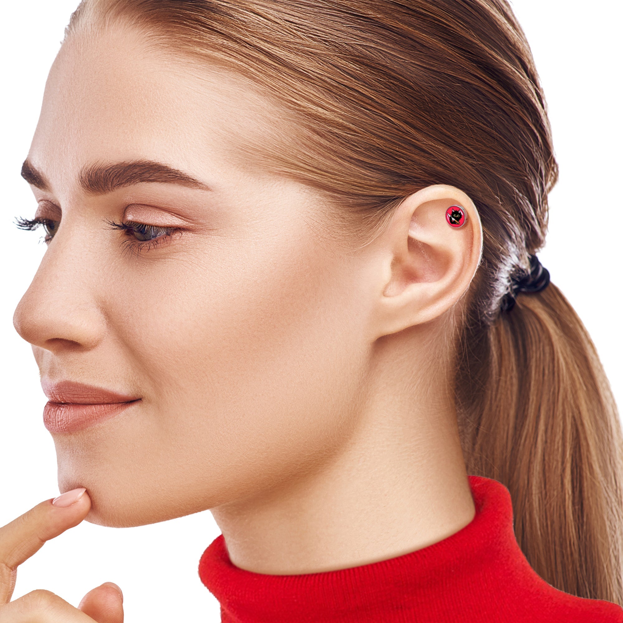BodyCandy 16G 1/4 Stabby Cat Tragus Cartilage Earring by Onyx O — lifestyle context