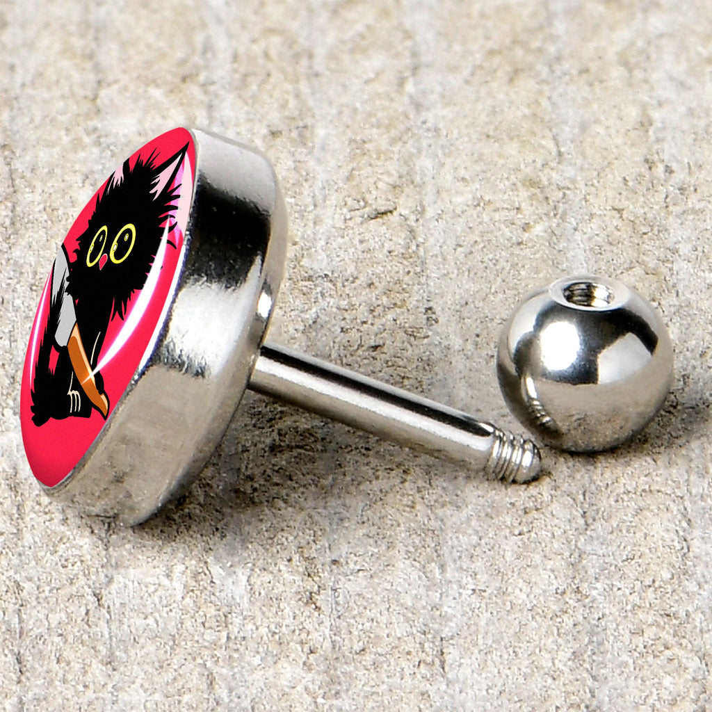 BodyCandy 16G 1/4 Stabby Cat Tragus Cartilage Earring by Onyx O — back view