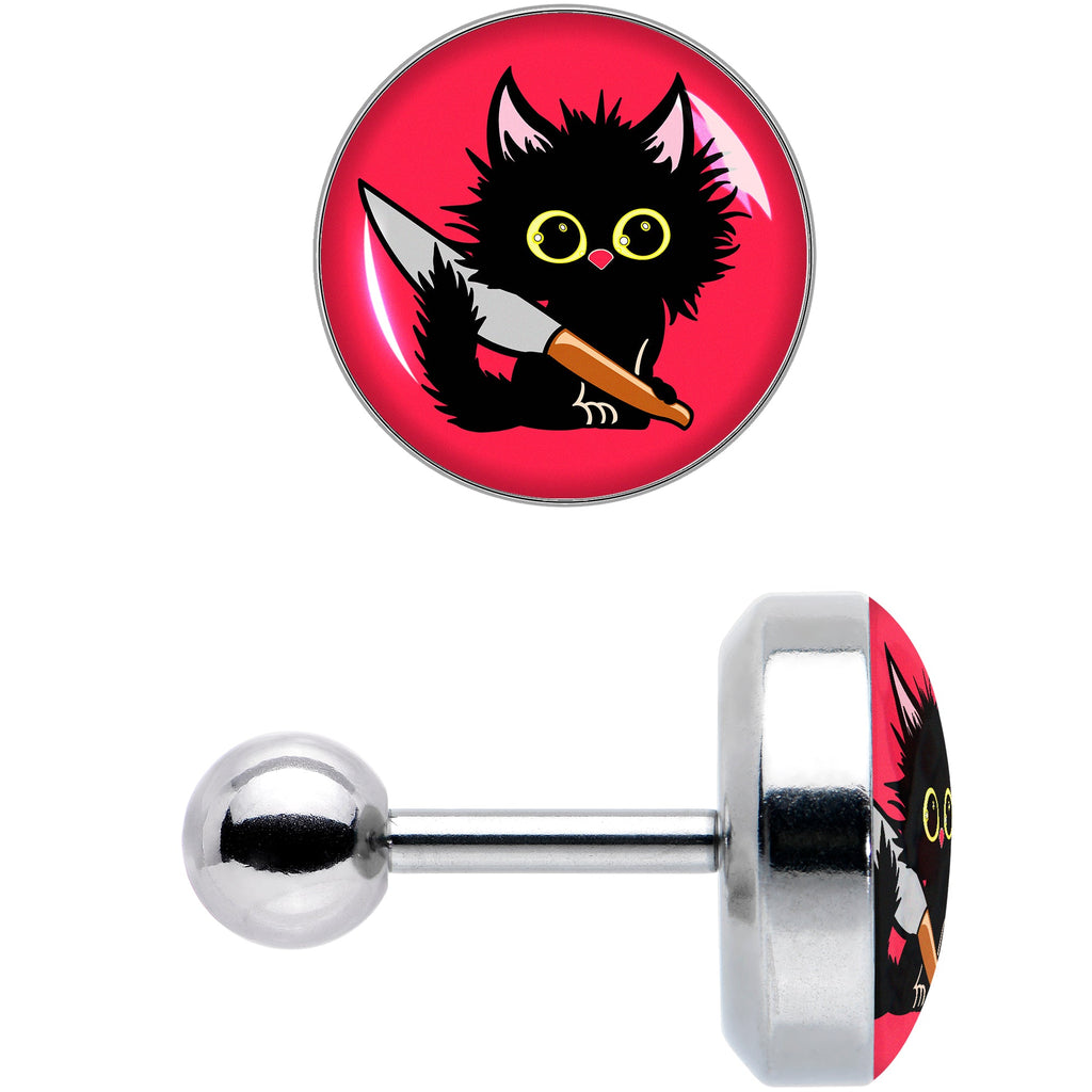 BodyCandy 16G 1/4 Stabby Cat Tragus Cartilage Earring by Onyx O — size reference