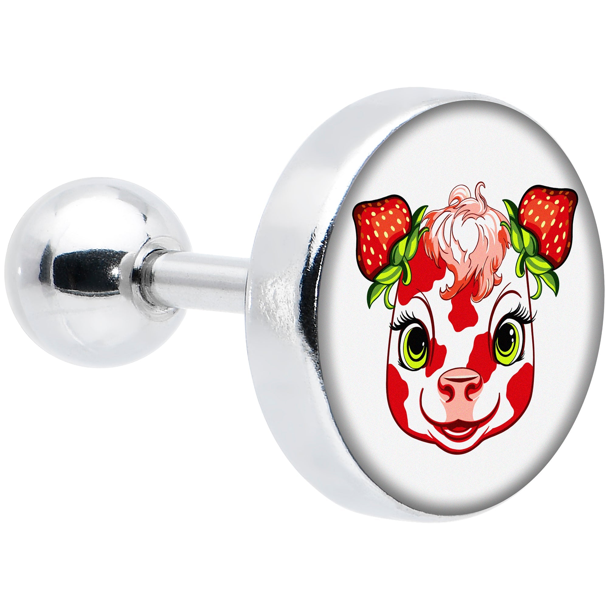 BodyCandy 16G 1/4 Strawberry Cow Cartilage Tragus Earring by Onyx O — main product shot