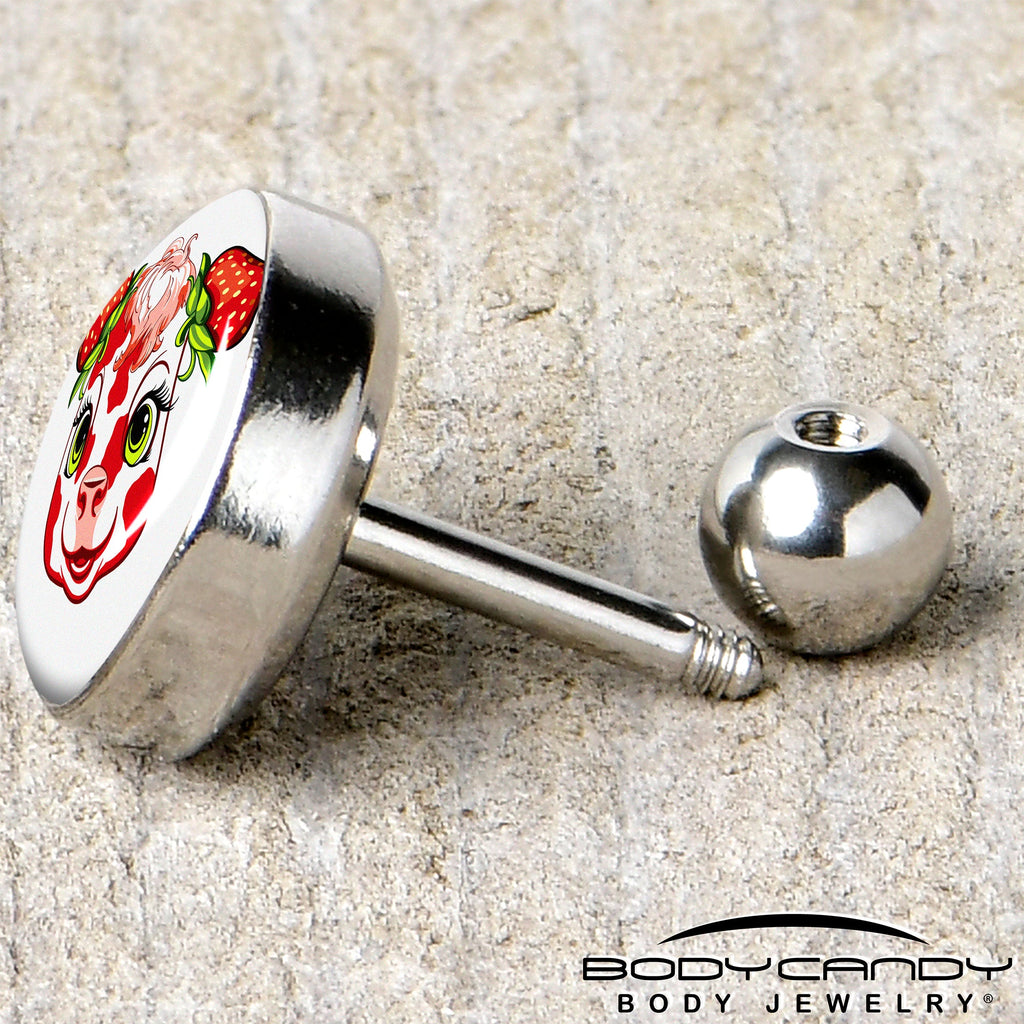 BodyCandy 16G 1/4 Strawberry Cow Cartilage Tragus Earring by Onyx O — back view