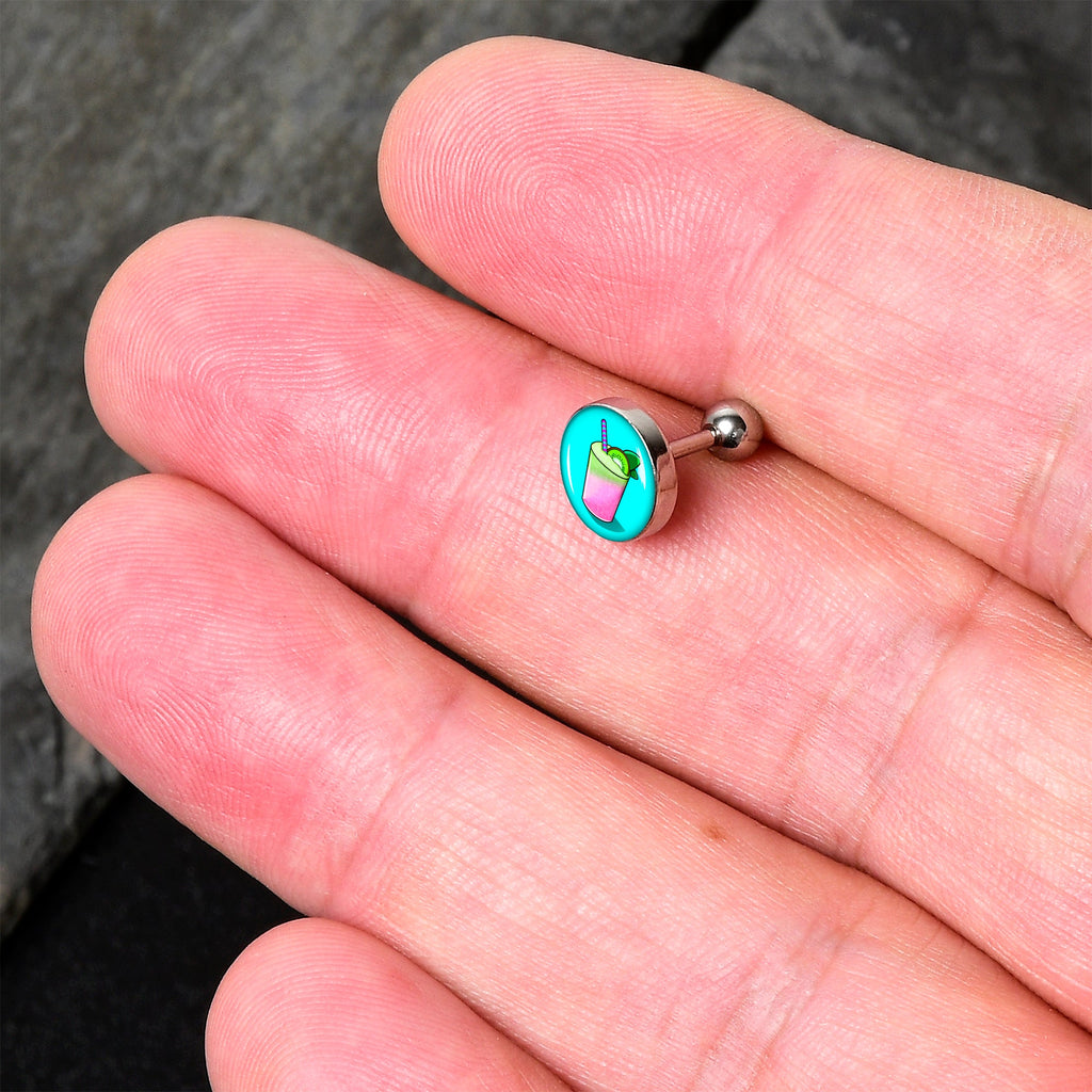 BodyCandy 16G 1/4 Summer Drink Cartilage Tragus Earring by Onyx O — detail close-up