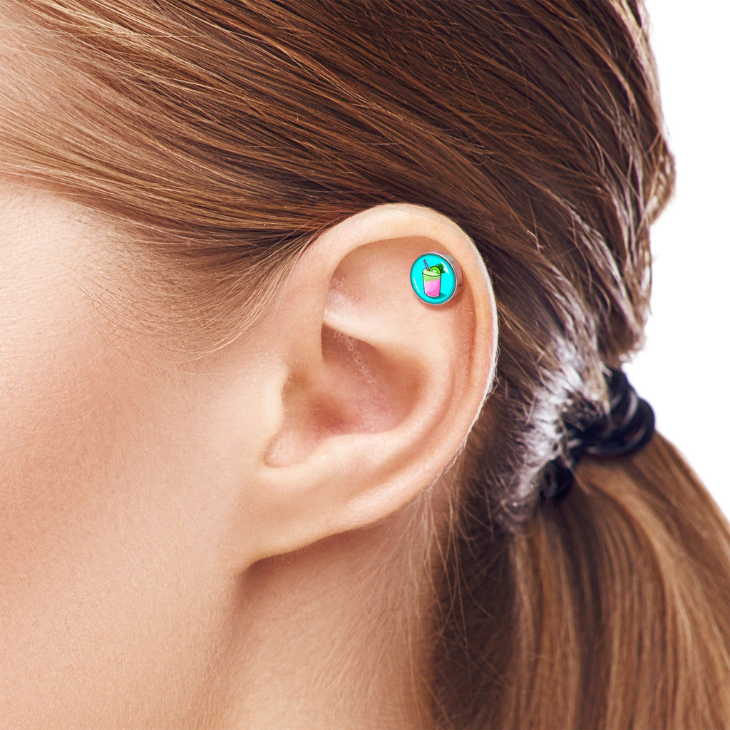 BodyCandy 16G 1/4 Summer Drink Cartilage Tragus Earring by Onyx O — lifestyle context