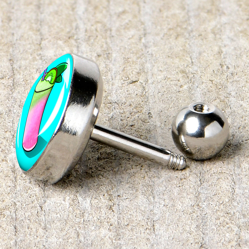 BodyCandy 16G 1/4 Summer Drink Cartilage Tragus Earring by Onyx O — back view