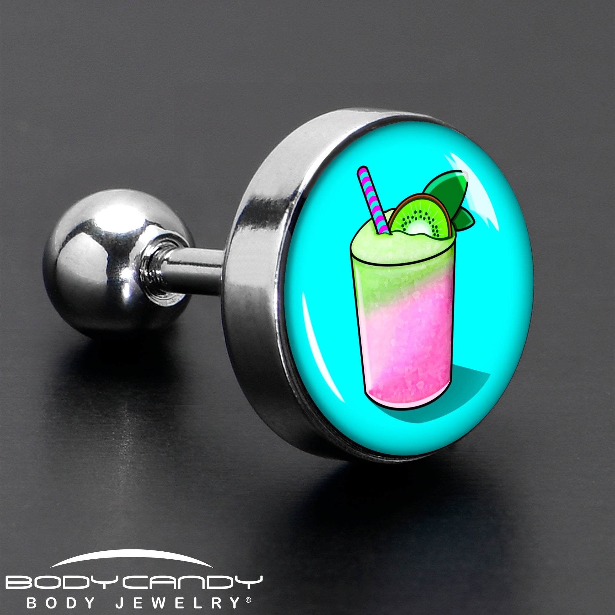 BodyCandy 16G 1/4 Summer Drink Cartilage Tragus Earring by Onyx O — in-use photo
