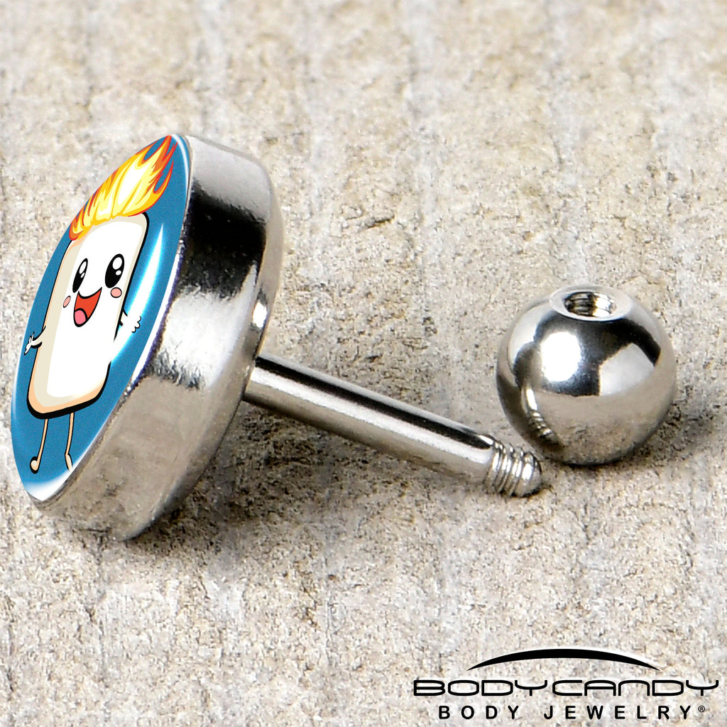 BodyCandy 16G 1/4 Burning Marshmallow Tragus Cartilage Earring by Onyx O — back view