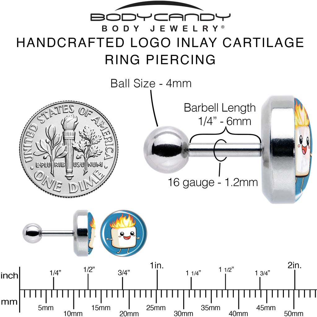 BodyCandy 16G 1/4 Burning Marshmallow Tragus Cartilage Earring by Onyx O — alternative angle