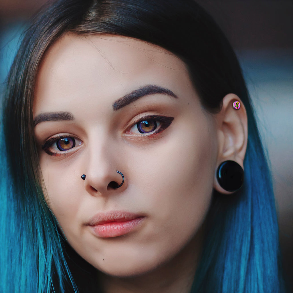 BodyCandy 16G 1/4 Sunflower Cactus Cartilage Tragus Earring by Onyx O — lifestyle context