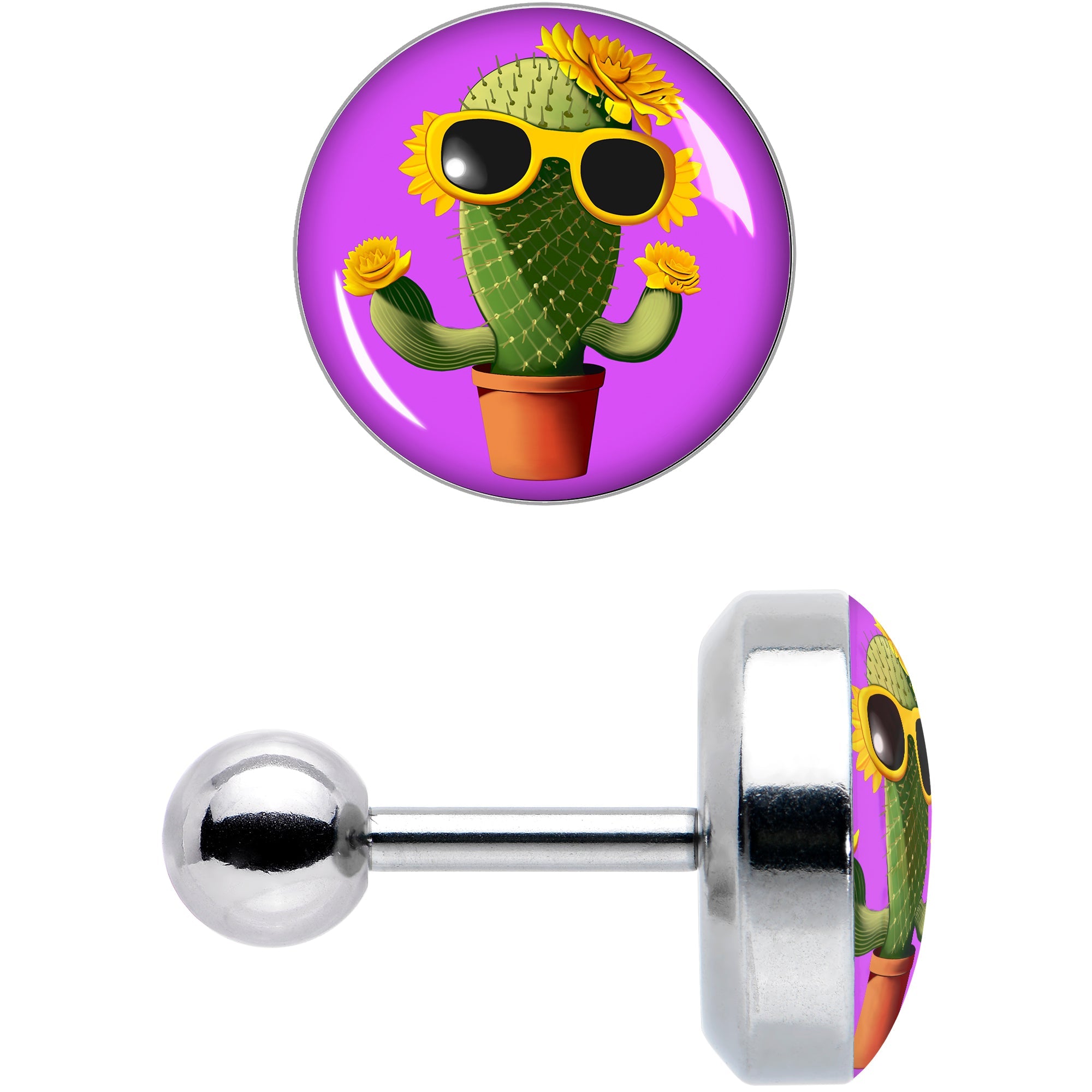 BodyCandy 16G 1/4 Sunflower Cactus Cartilage Tragus Earring by Onyx O — size reference