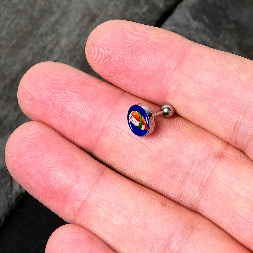 BodyCandy 16G 1/4 Sushi Cartilage Tragus Earring by Onyx O — detail close-up