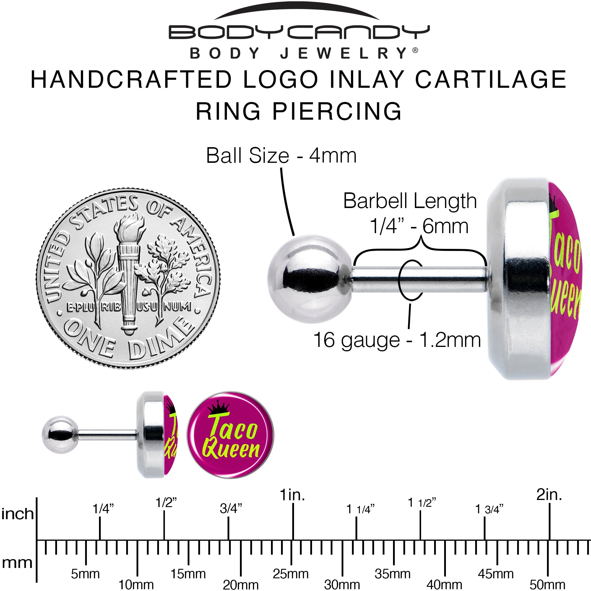BodyCandy Taco Queen Tragus Cartilage Earring by Onyx O — alternative angle