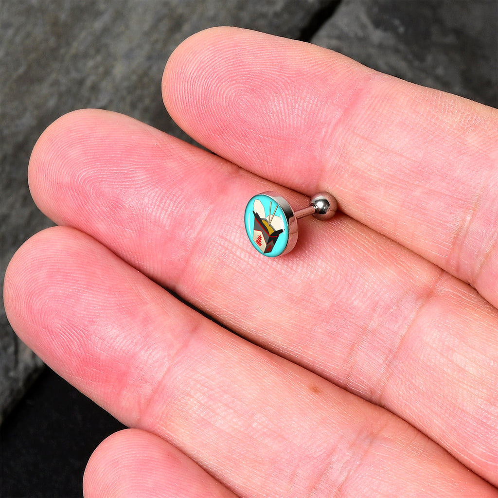 BodyCandy 16G 1/4 Chinese Take Out Cartilage Tragus Earring by Onyx O — detail close-up