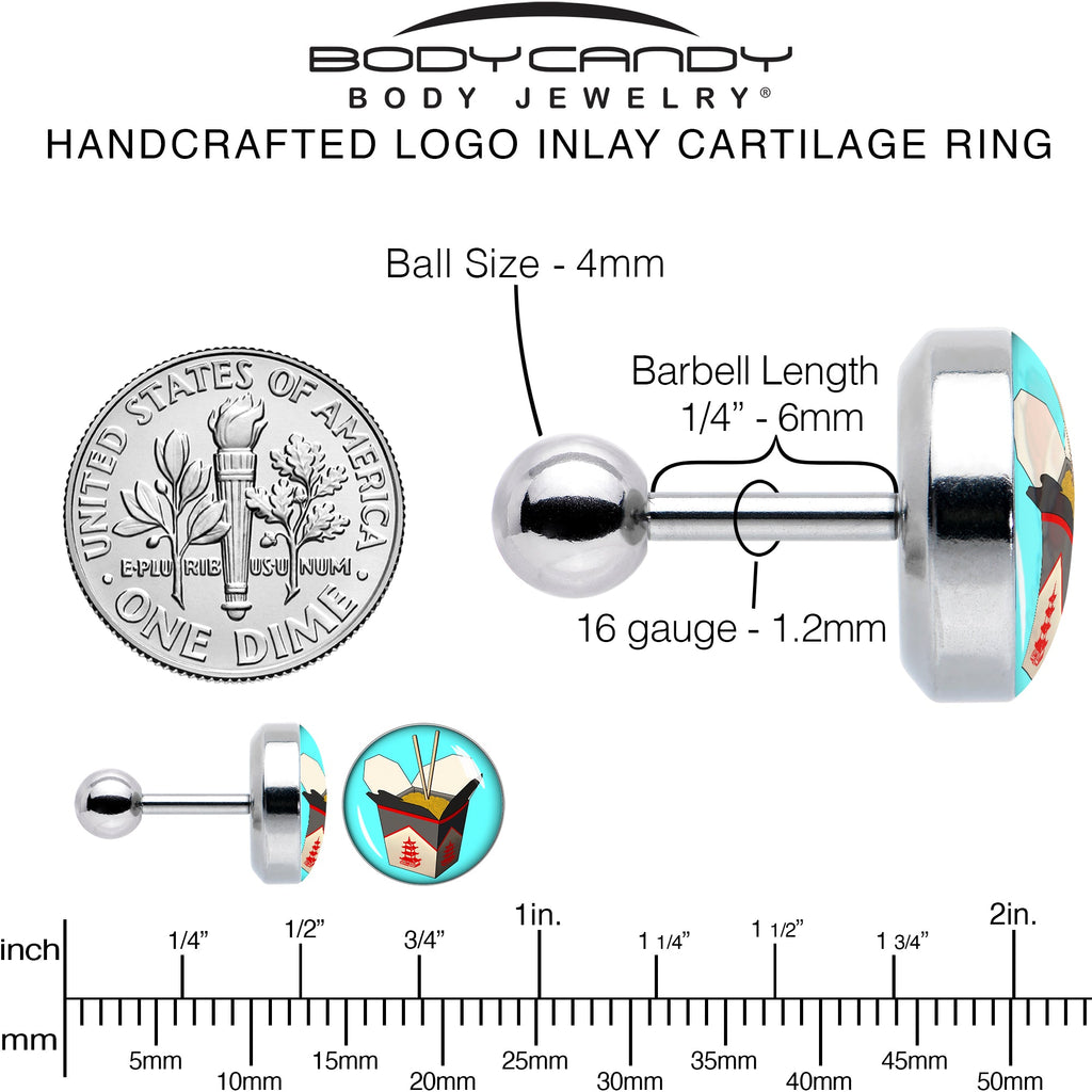 BodyCandy 16G 1/4 Chinese Take Out Cartilage Tragus Earring by Onyx O — alternative angle