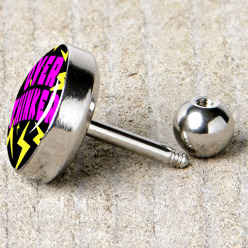 BodyCandy 16G 1/4 Over Thinker Impact Tragus Cartilage Earring by Onyx O — back view