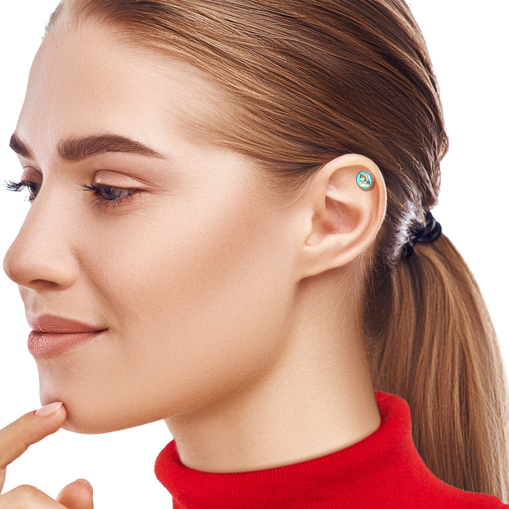 BodyCandy 16G 1/4 Rainbow Unicorn Cartilage Tragus Earring by Onyx O — lifestyle context
