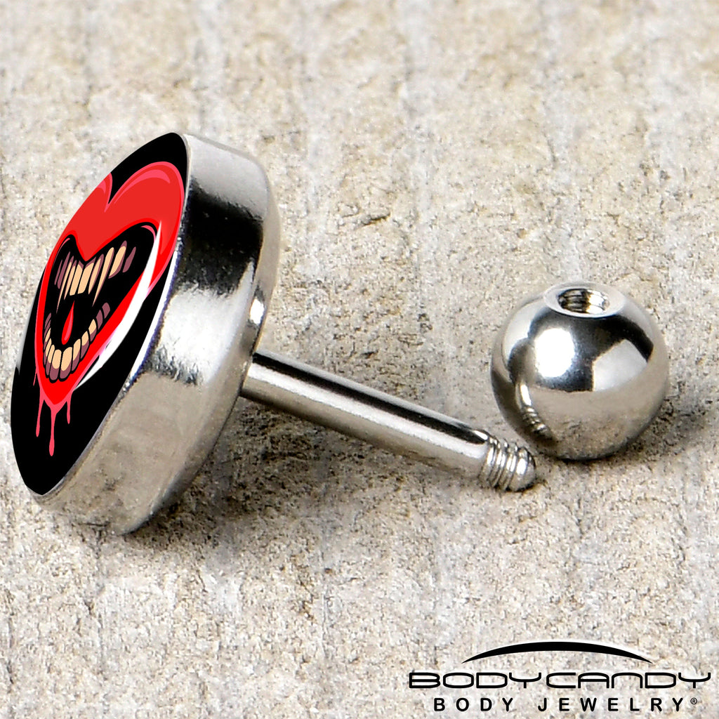 BodyCandy 16G Valentine Heart Vampire Tragus Cartilage Earring — back view