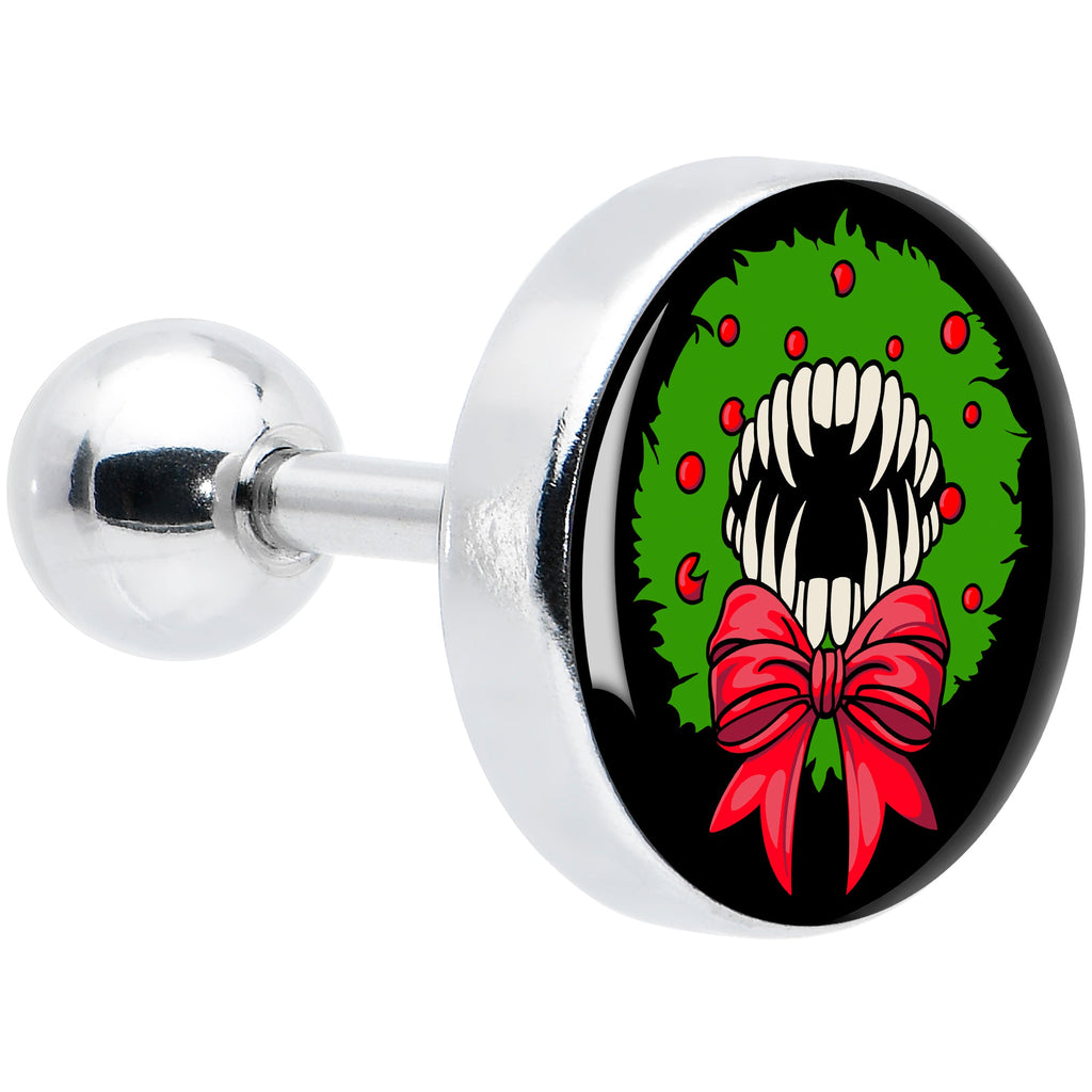 BodyCandy 16G 1/4 Holiday Vampire Wreath Tragus Cartilage Earring by Onyx O — main product shot