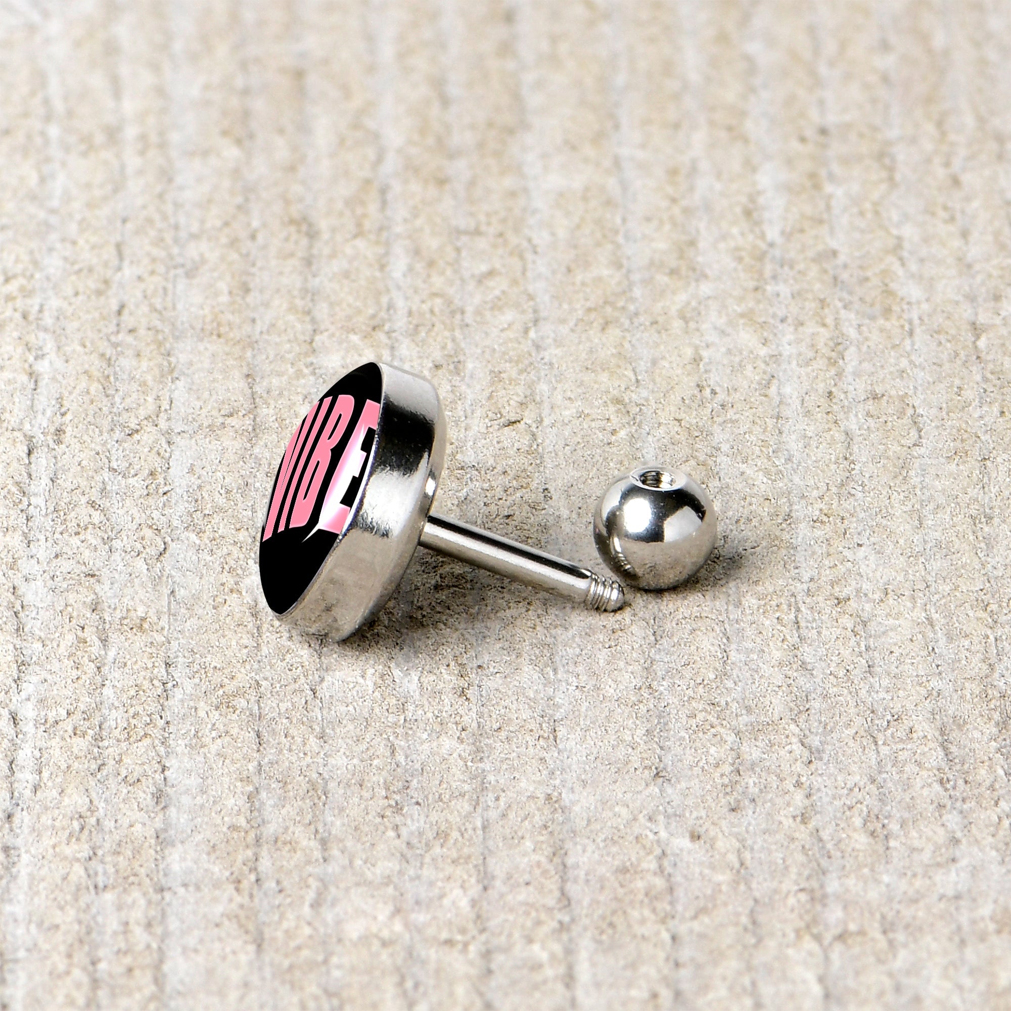 BodyCandy 16G 1/4 Vibe Cartilage Tragus Earring by Onyx O — back view