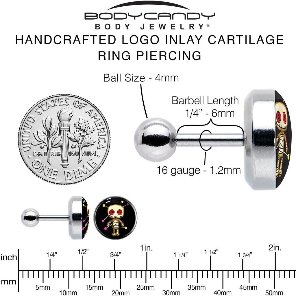 BodyCandy 16G 1/4 Voodoo Doll Tragus Cartilage Earring by Onyx O — alternative angle