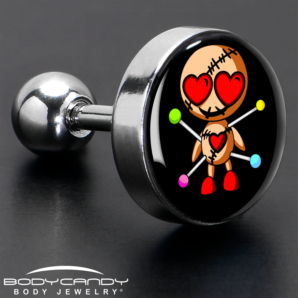 BodyCandy 16G Valentine Heart Voodoo Doll Tragus Cartilage Earring — in-use photo