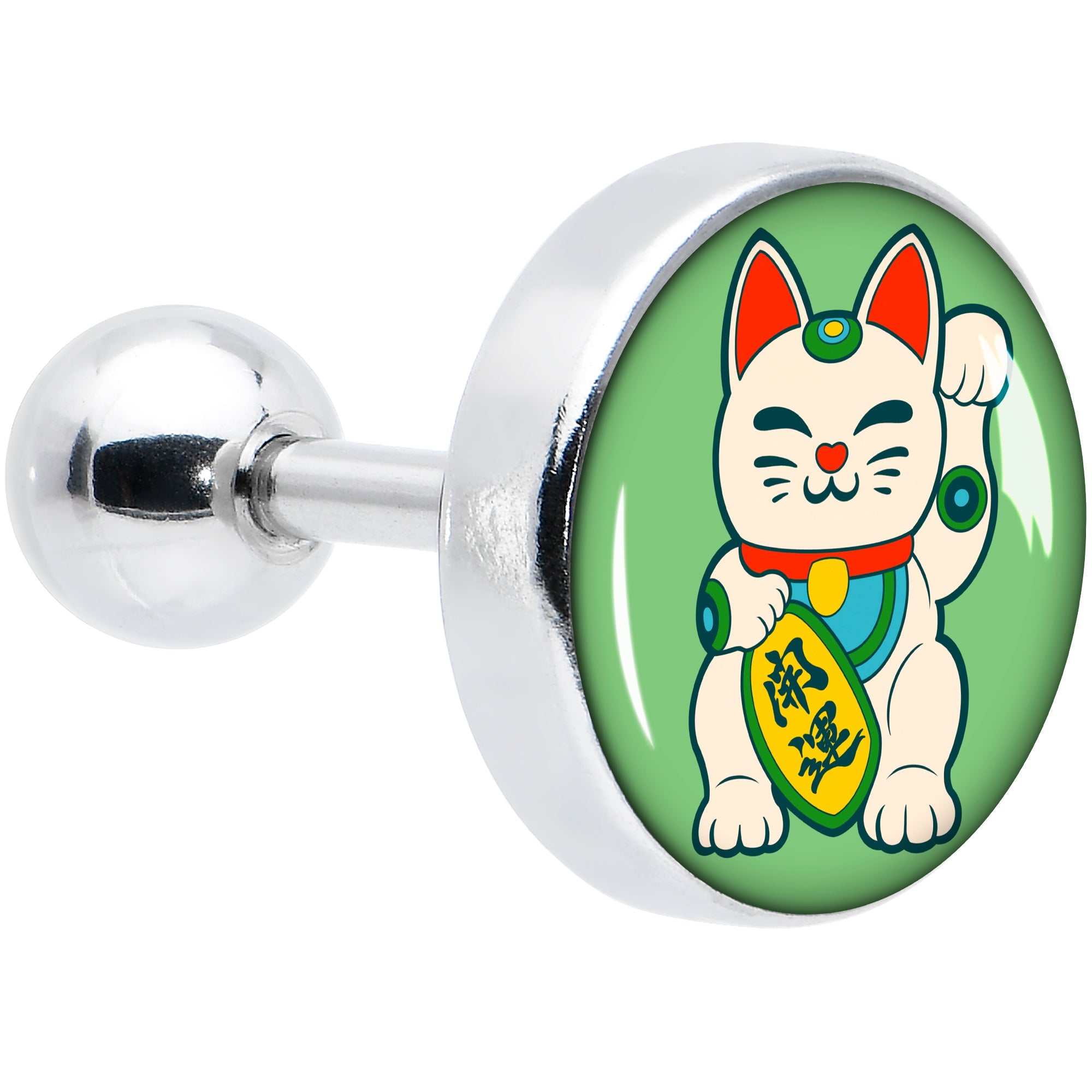 BodyCandy 16G 1/4 Waving Cat Cartilage Tragus Earring by Onyx O — main product shot
