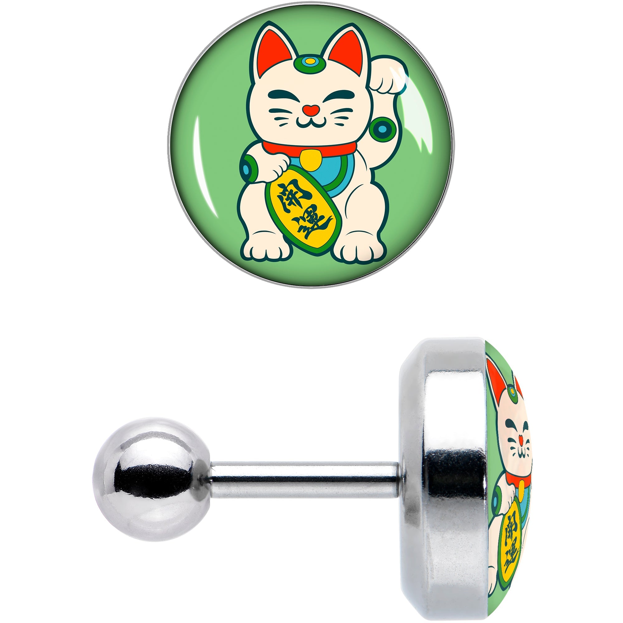 BodyCandy 16G 1/4 Waving Cat Cartilage Tragus Earring by Onyx O — size reference