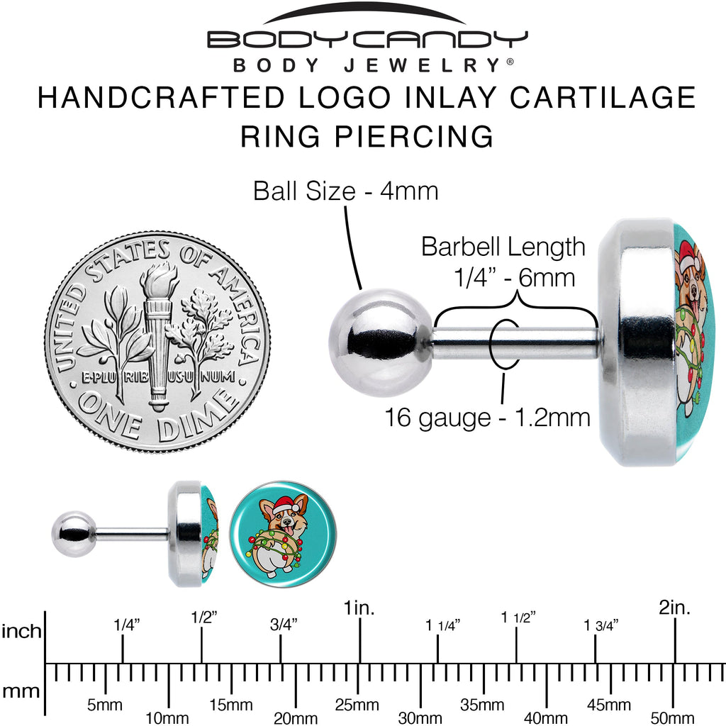 BodyCandy Christmas Holiday Lights Corgi Dog Tragus Cartilage Earring by Onyx O — alternative angle