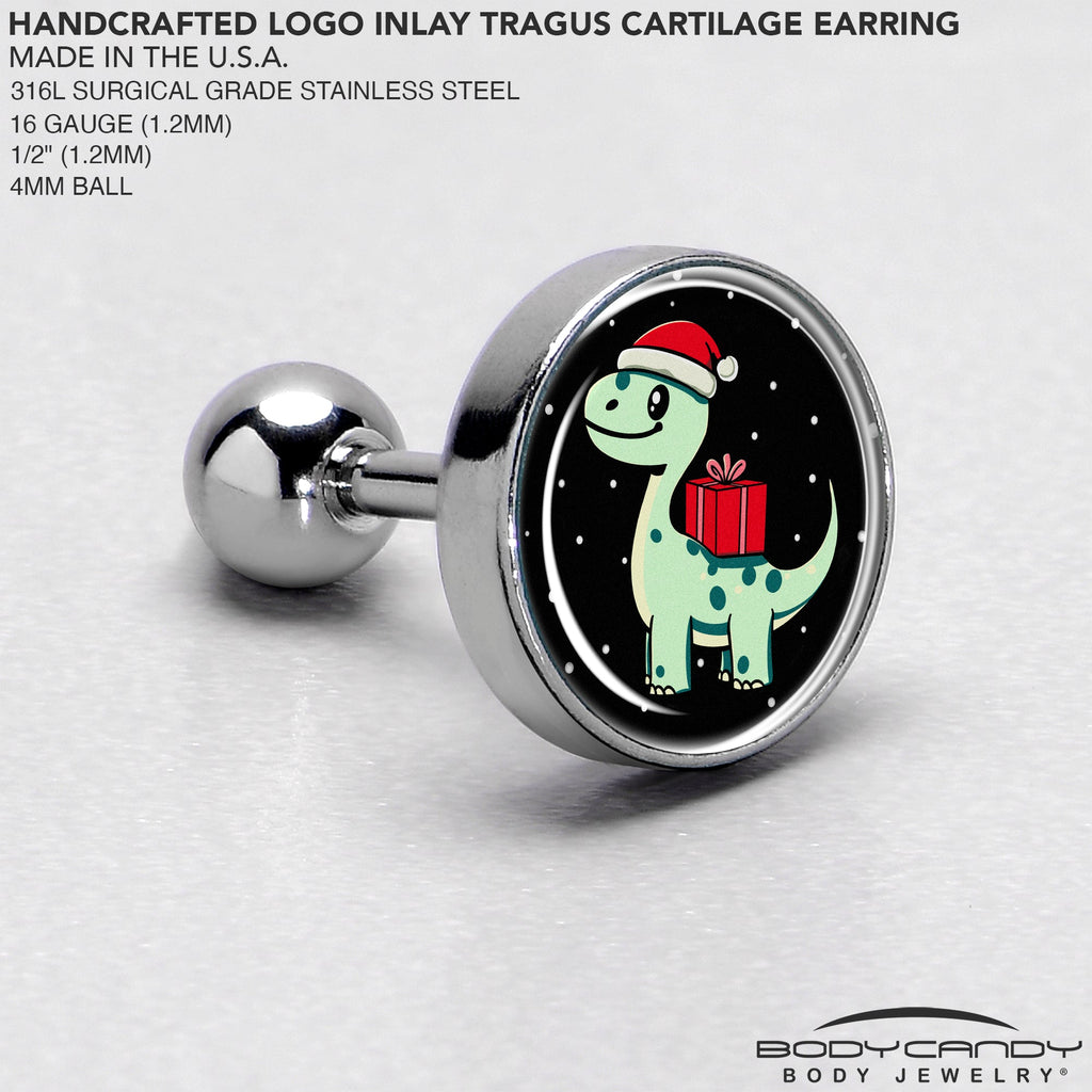 BodyCandy Christmas Holiday Dinosaur Tragus Cartilage Earring by Onyx O — side view