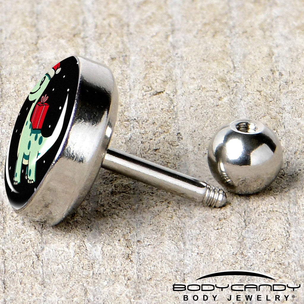 BodyCandy Christmas Holiday Dinosaur Tragus Cartilage Earring by Onyx O — back view