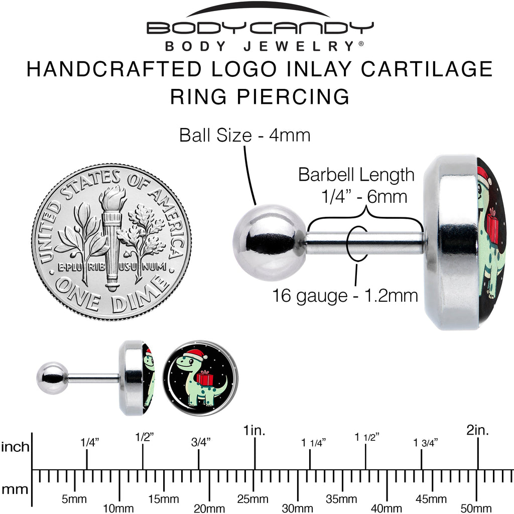 BodyCandy Christmas Holiday Dinosaur Tragus Cartilage Earring by Onyx O — alternative angle