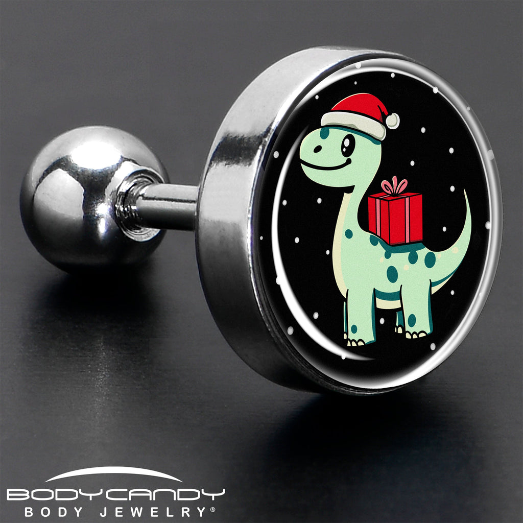 BodyCandy Christmas Holiday Dinosaur Tragus Cartilage Earring by Onyx O — in-use photo