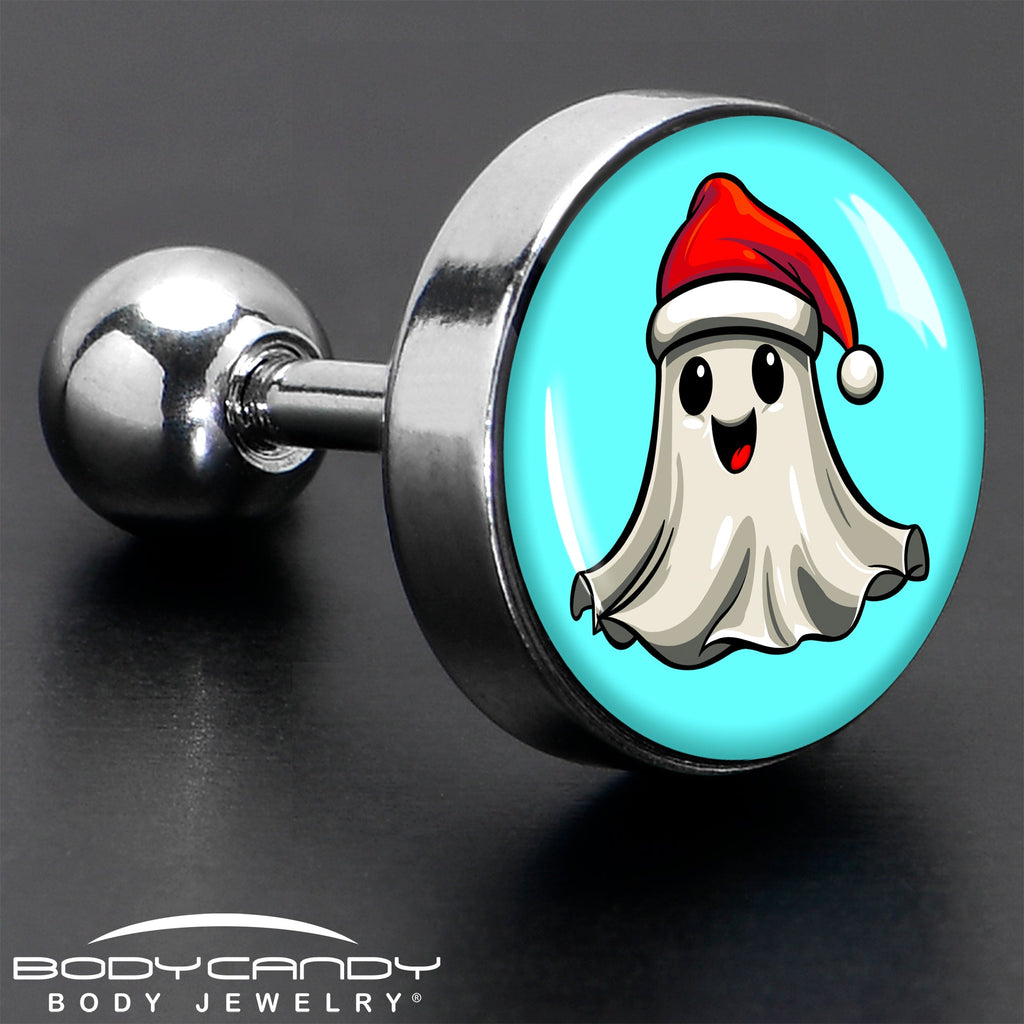 BodyCandy 16G 1/4 Holiday Christmas Spirit Ghost Tragus Cartilage Earring by Onyx O — alternative angle