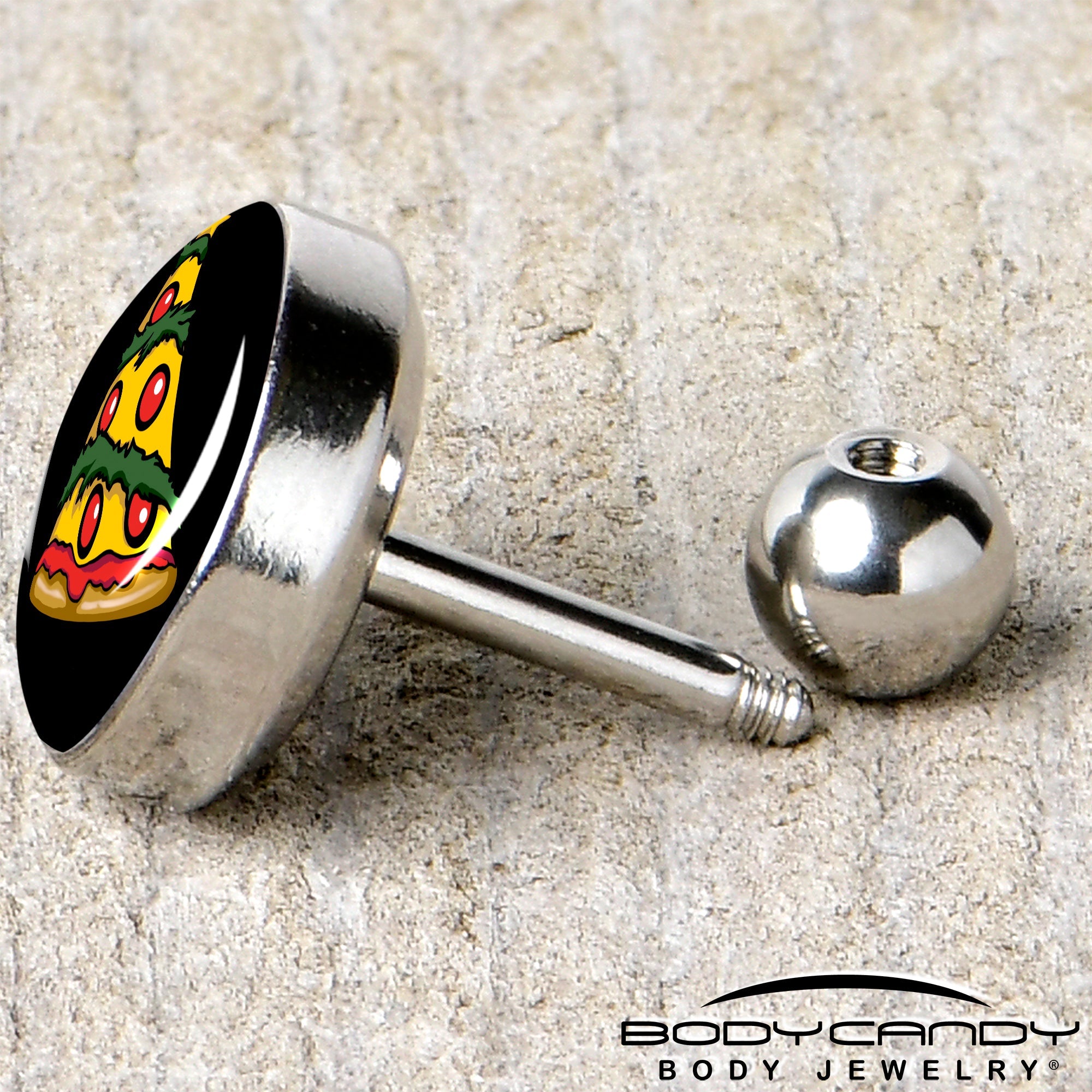 BodyCandy Christmas Holiday Pizza Tree Tragus Cartilage Earring by Onyx O — back view