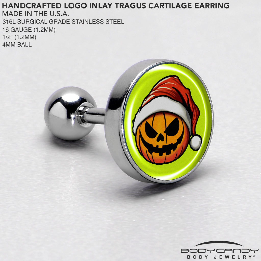 BodyCandy Christmas Holiday Santa Hat Pumpkin Tragus Cartilage Earring by Onyx O — side view