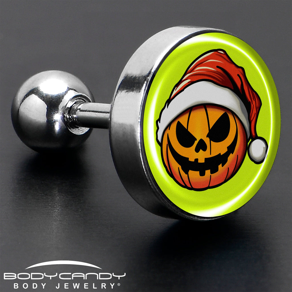 BodyCandy Christmas Holiday Santa Hat Pumpkin Tragus Cartilage Earring by Onyx O — in-use photo