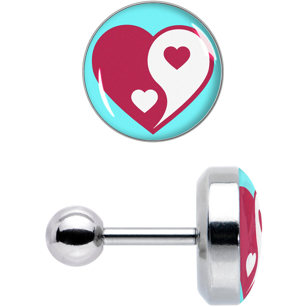BodyCandy 16G 1/4 Love Yin Yang Heart Cartilage Tragus Earring by Onyx O — lifestyle context