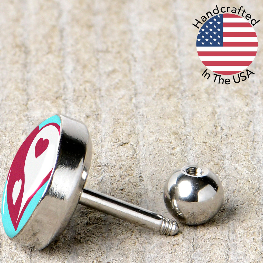 BodyCandy 16G 1/4 Love Yin Yang Heart Cartilage Tragus Earring by Onyx O — back view