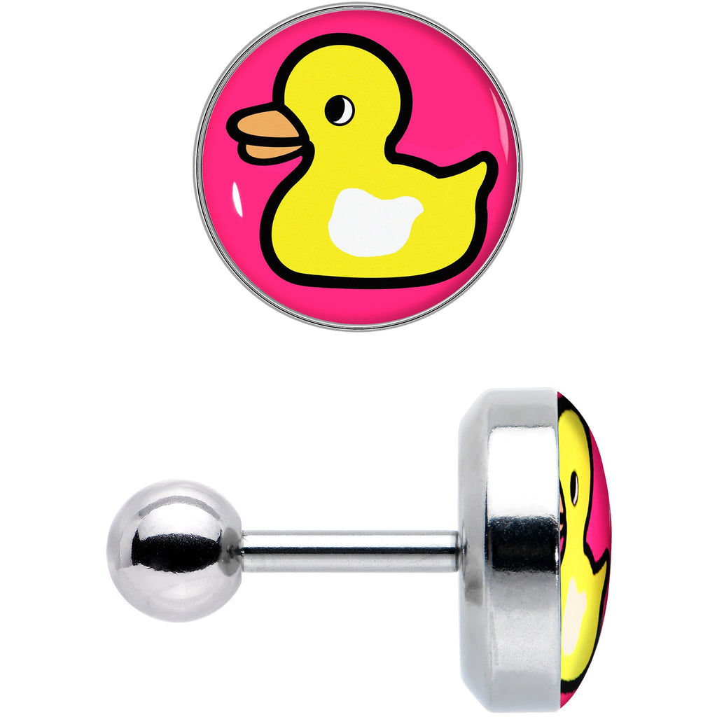 BodyCandy 16G 1/4 Yellow Ducky Cartilage Tragus Earring by Onyx O — detail close-up