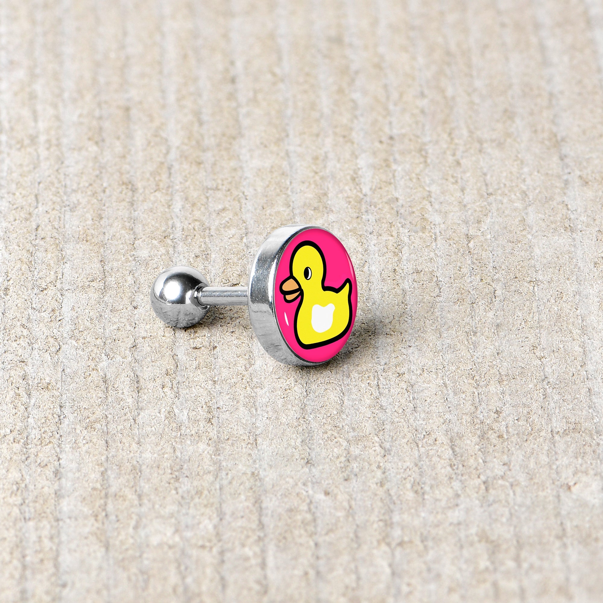BodyCandy 16G 1/4 Yellow Ducky Cartilage Tragus Earring by Onyx O — alternative angle