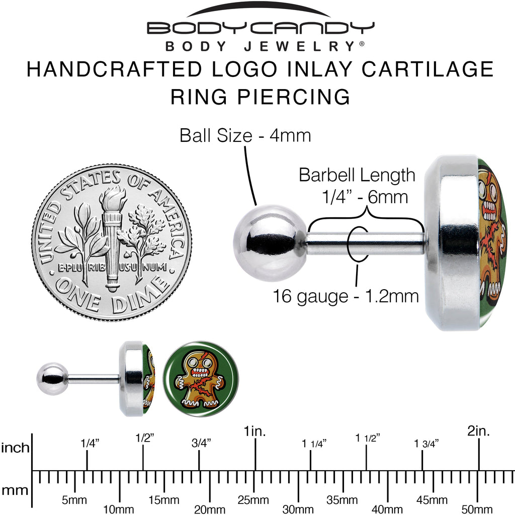 BodyCandy Christmas Holiday Zombie Gingergread Man Tragus Cartilage Earring by Onyx O — alternative angle