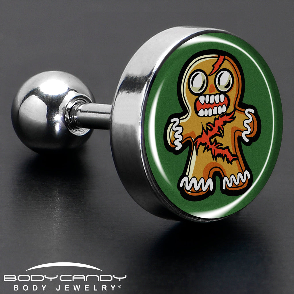BodyCandy Christmas Holiday Zombie Gingergread Man Tragus Cartilage Earring by Onyx O — in-use photo