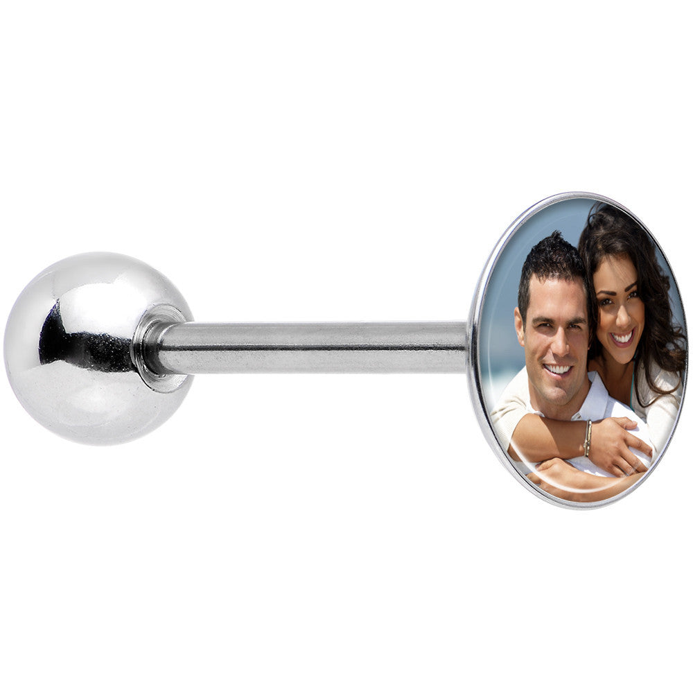 BodyCandy Custom Photo Stainless Steel Barbell Tongue Ring — side view
