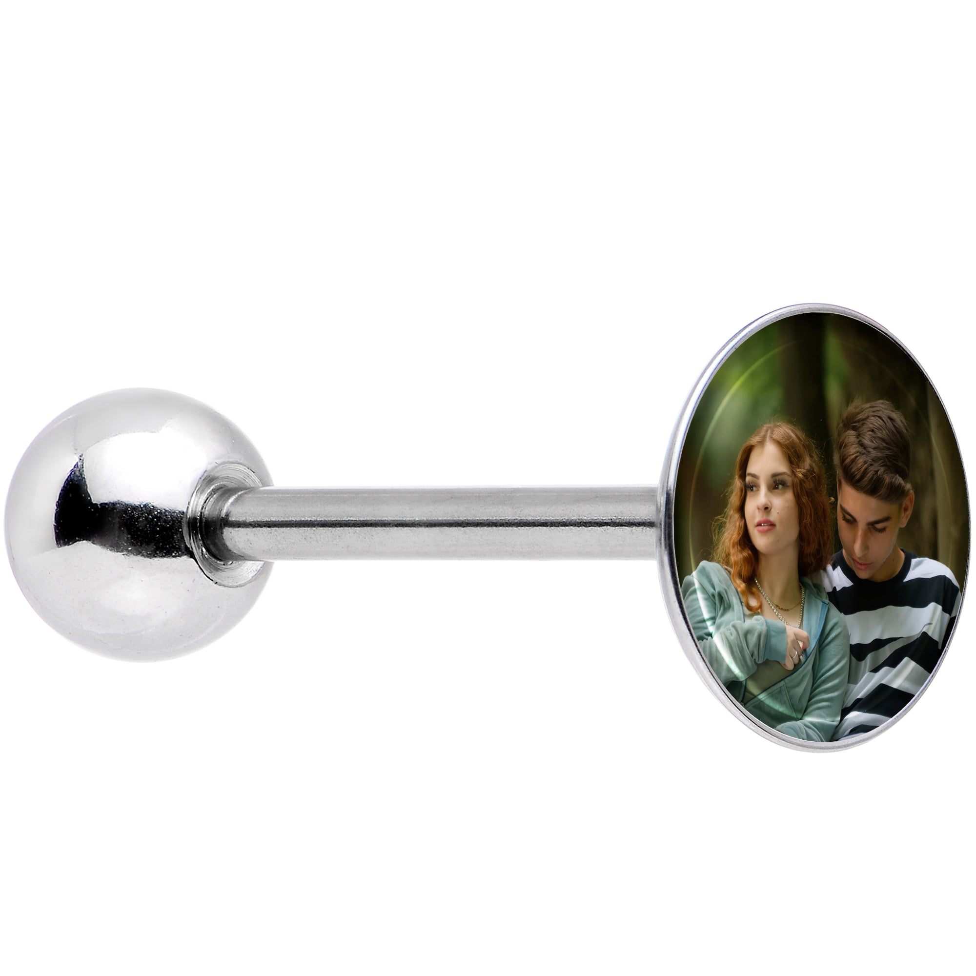 BodyCandy Custom Photo Stainless Steel Barbell Tongue Ring — main product shot
