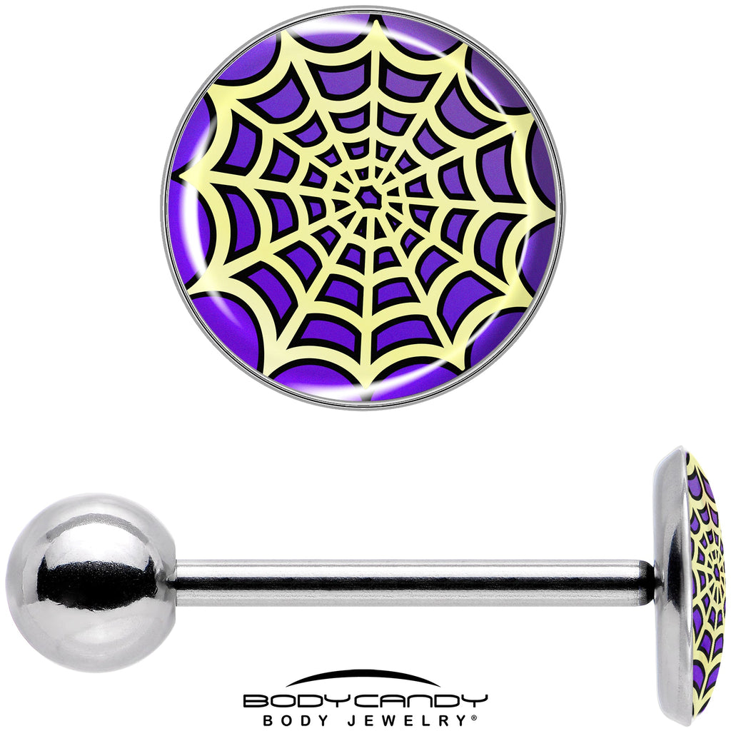 BodyCandy Two Tone Spider Web Barbell Tongue Ring by Onyx O — in-use photo