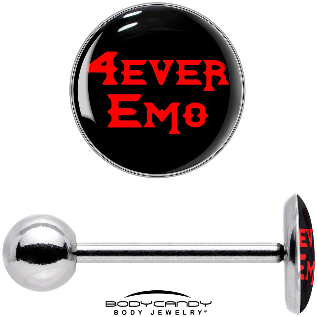 BodyCandy Black Red 4 Ever Emo Barbell Tongue Ring by Onyx O — in-use photo