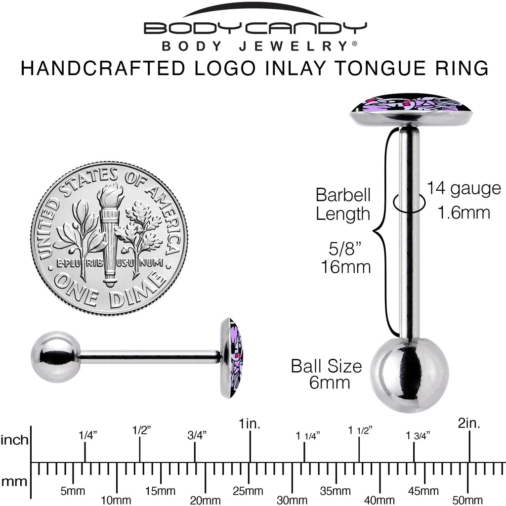 BodyCandy Attitude Teddy Bear Barbell Tongue Ring by Onyx O — back view