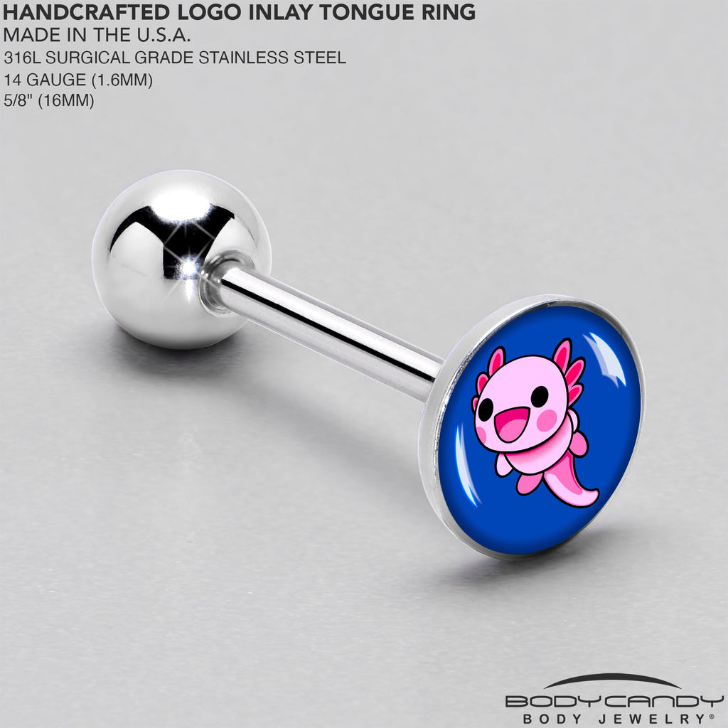 BodyCandy Adorable Axolotl Barbell Tongue Ring by Onyx O — side view