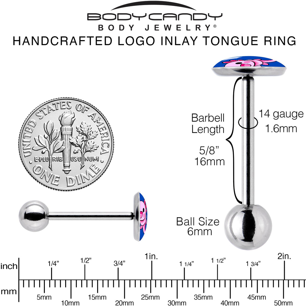 BodyCandy Adorable Axolotl Barbell Tongue Ring by Onyx O — back view