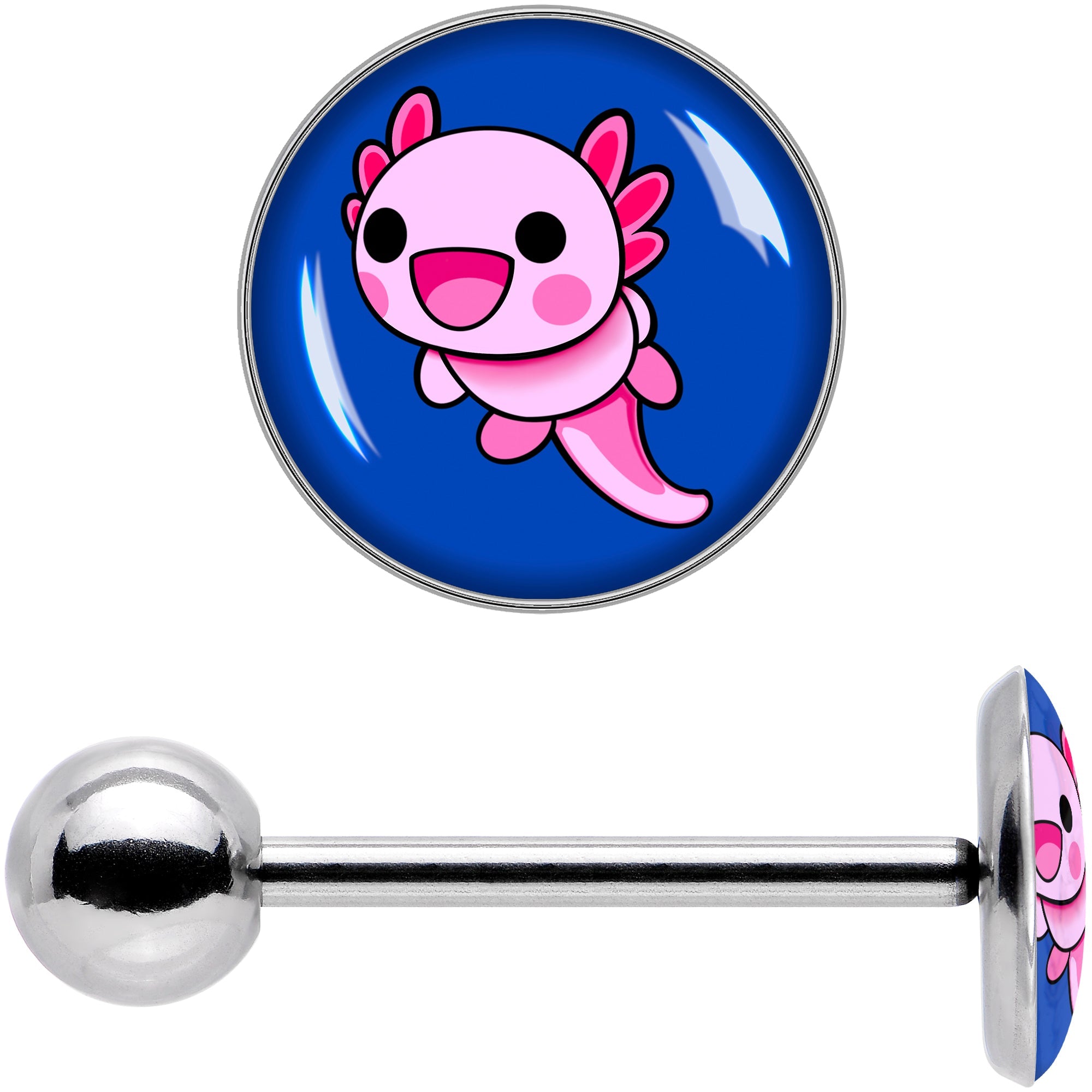 BodyCandy Adorable Axolotl Barbell Tongue Ring by Onyx O — in-use photo