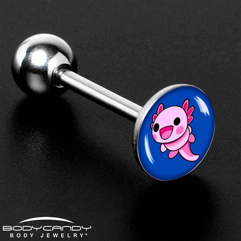 BodyCandy Adorable Axolotl Barbell Tongue Ring by Onyx O — size reference